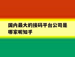 国内最大的接码平台公司是哪家呢知乎