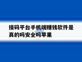 接码平台手机端赚钱软件是真的吗安全吗苹果