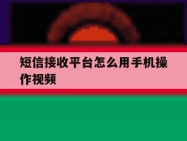 短信接收平台怎么用手机操作视频