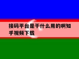 关于接码平台是干什么用的啊知乎视频下载的信息