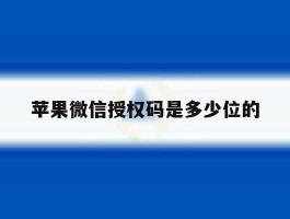 苹果微信授权码是多少位的