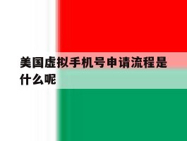 美国虚拟手机号申请流程是什么呢