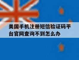 关于美国手机注册短信验证码平台官网查询不到怎么办的信息