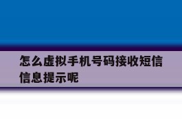 怎么虚拟手机号码接收短信信息提示呢