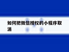 如何把微信授权的小程序取消