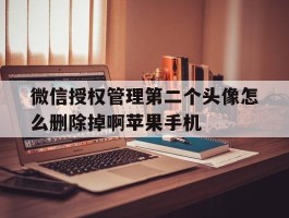 微信授权管理第二个头像怎么删除掉啊苹果手机的简单介绍