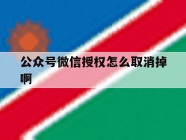 公众号微信授权怎么取消掉啊