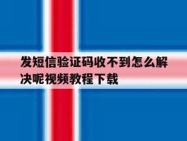 发短信验证码收不到怎么解决呢视频教程下载