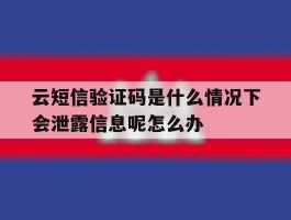 包含云短信验证码是什么情况下会泄露信息呢怎么办的词条