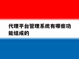 代理平台管理系统有哪些功能组成的的简单介绍