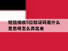 短信接收5位验证码是什么意思呀怎么弄出来
