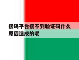 接码平台接不到验证码什么原因造成的呢的简单介绍