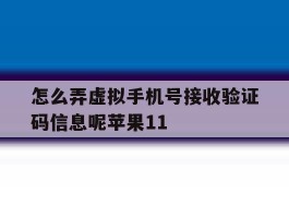 怎么弄虚拟手机号接收验证码信息呢苹果11的简单介绍
