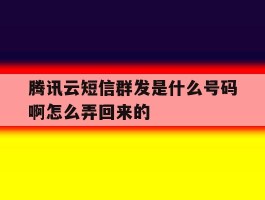 腾讯云短信群发是什么号码啊怎么弄回来的