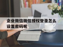 企业微信微信授权登录怎么设置密码呢的简单介绍