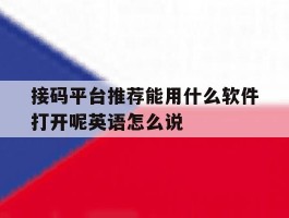 包含接码平台推荐能用什么软件打开呢英语怎么说的词条