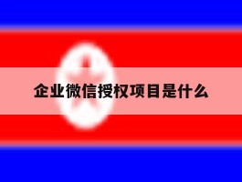 企业微信授权项目是什么
