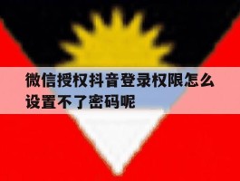 关于微信授权抖音登录权限怎么设置不了密码呢的信息