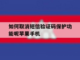 包含如何取消短信验证码保护功能呢苹果手机的词条