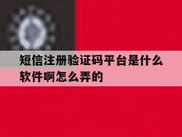 短信注册验证码平台是什么软件啊怎么弄的