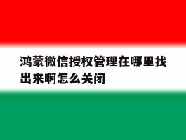 包含鸿蒙微信授权管理在哪里找出来啊怎么关闭的词条