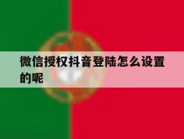 微信授权抖音登陆怎么设置的呢