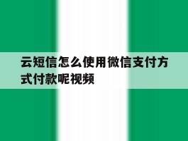 云短信怎么使用微信支付方式付款呢视频