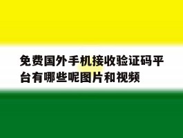 免费国外手机接收验证码平台有哪些呢图片和视频的简单介绍