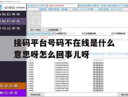 关于接码平台号码不在线是什么意思呀怎么回事儿呀的信息