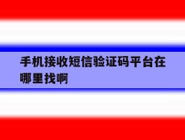 手机接收短信验证码平台在哪里找啊