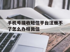 手机号接收短信平台注册不了怎么办呀微信的简单介绍