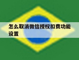 怎么取消微信授权扣费功能设置