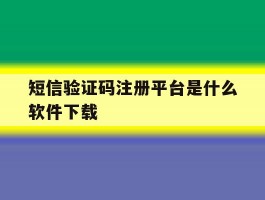短信验证码注册平台是什么软件下载