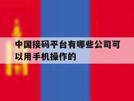 中国接码平台有哪些公司可以用手机操作的