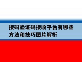包含接码验证码接收平台有哪些方法和技巧图片解析的词条