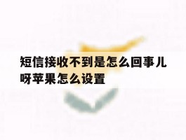 短信接收不到是怎么回事儿呀苹果怎么设置的简单介绍