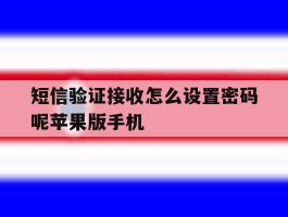 短信验证接收怎么设置密码呢苹果版手机