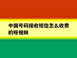中国号码接收短信怎么收费的呀视频