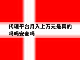 代理平台月入上万元是真的吗吗安全吗的简单介绍