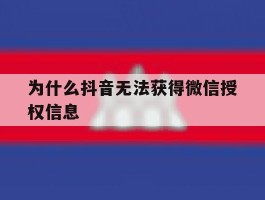 为什么抖音无法获得微信授权信息