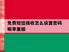 免费短信接收怎么设置密码呢苹果版
