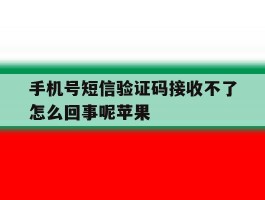 手机号短信验证码接收不了怎么回事呢苹果