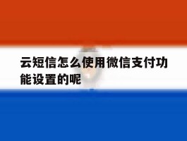 云短信怎么使用微信支付功能设置的呢的简单介绍