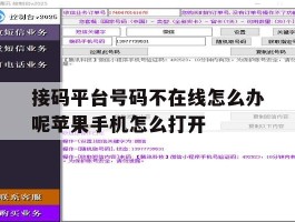 接码平台号码不在线怎么办呢苹果手机怎么打开的简单介绍