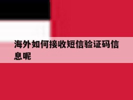 海外如何接收短信验证码信息呢