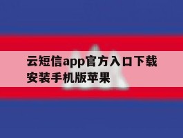 云短信app官方入口下载安装手机版苹果