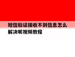 短信验证接收不到信息怎么解决呢视频教程