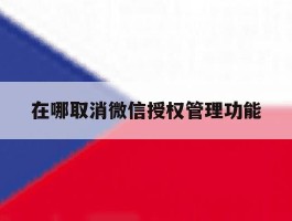在哪取消微信授权管理功能