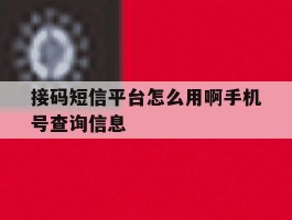 接码短信平台怎么用啊手机号查询信息的简单介绍