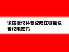 微信授权抖音登陆在哪里设置权限密码